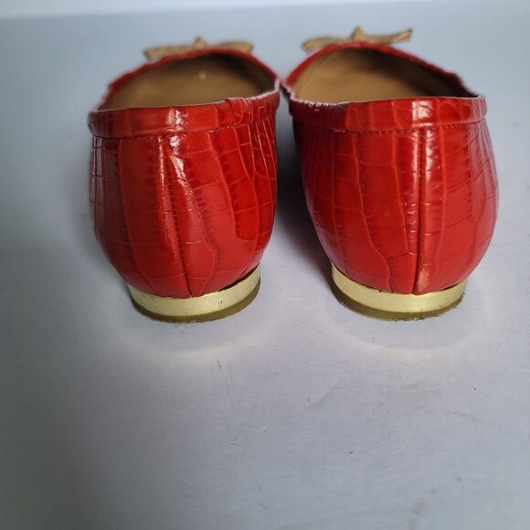 Aquazzura Firenze Crocodile-Embossed Leather Ballet Flats. Size 7 - Picture 3 of 10